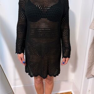 Black Crochet Cover-Up Dress